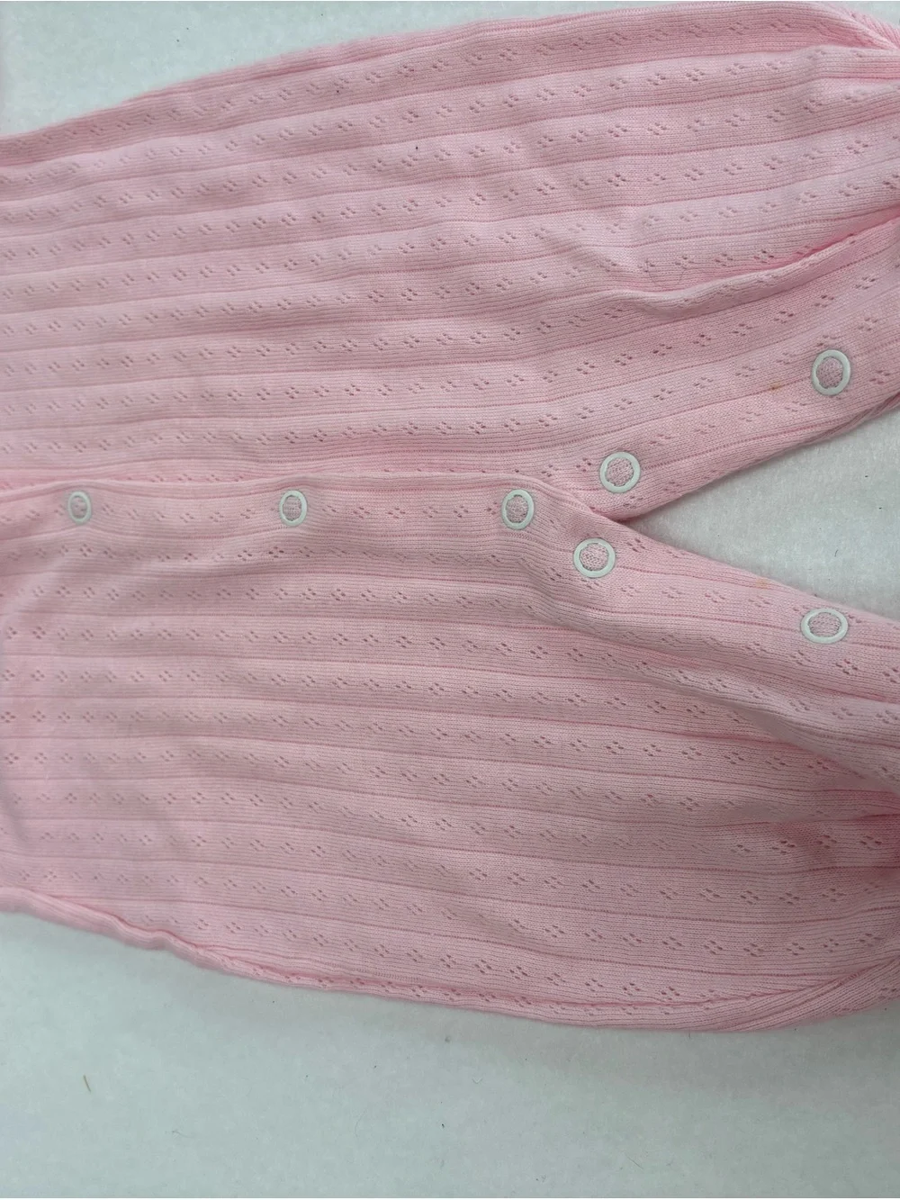 Vintage 90’s Absorba Pink Knit Baby Footie One-Piece with‎ Embroidery